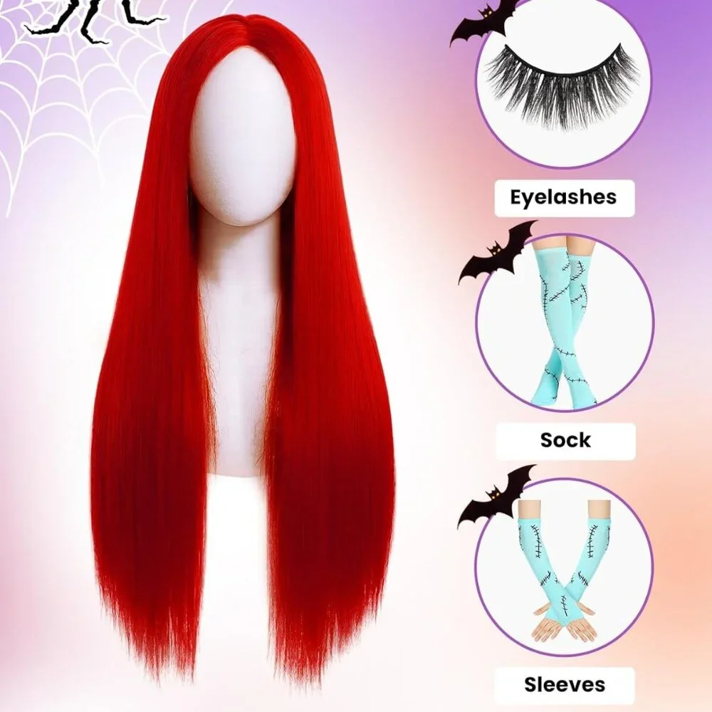 Red Straight Wig Halloween Costume
